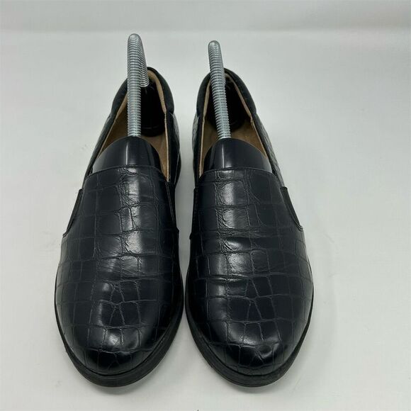 Naturalizer Suma Black Faux Leather Croc Print Slip-On Loafers Size 8 Casual - Picture 4 of 12